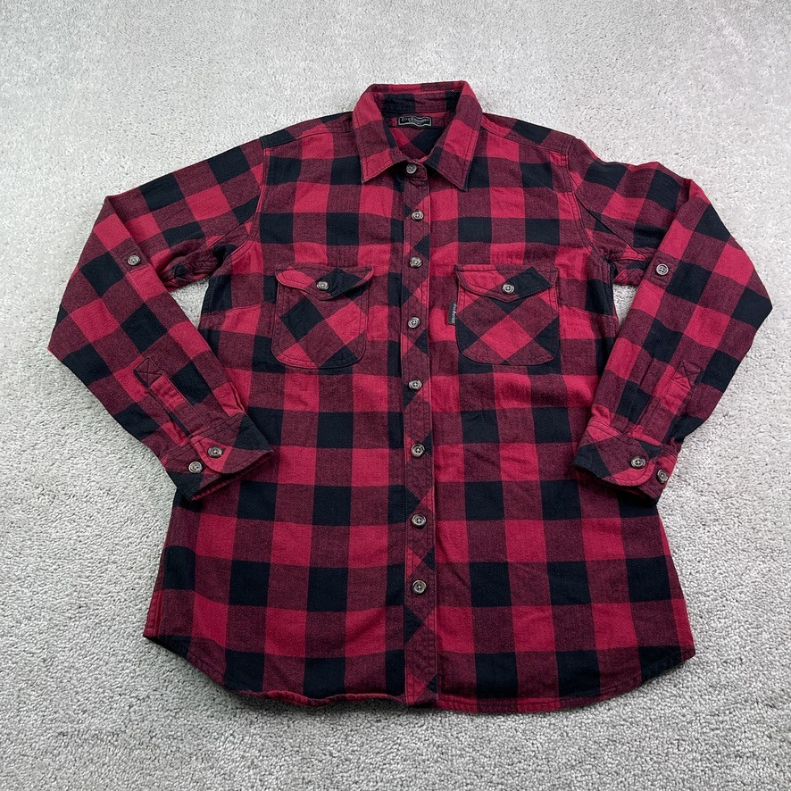 Five Brother Womens Shirt Medium Red Black Buffalo Plaid Heavy Flannel Tunic