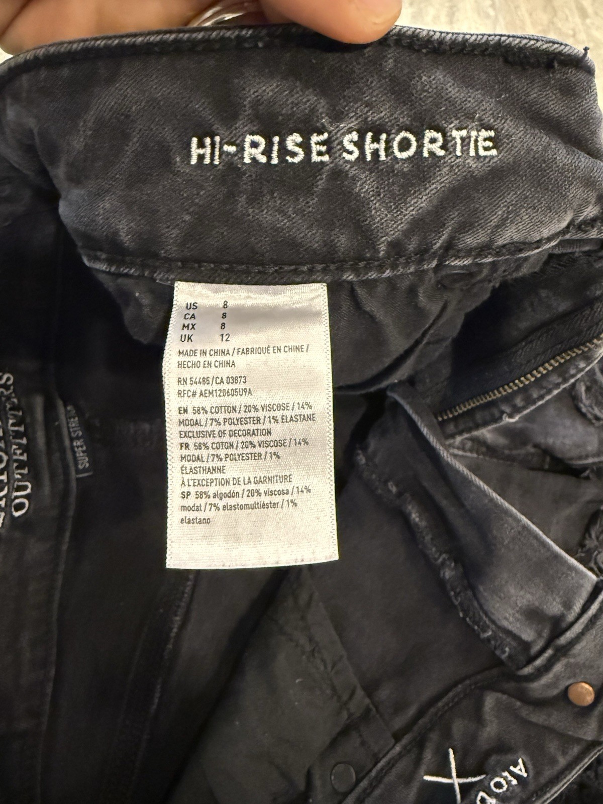 American Eagle Super Stretch, Black Jean Shorts Size 8