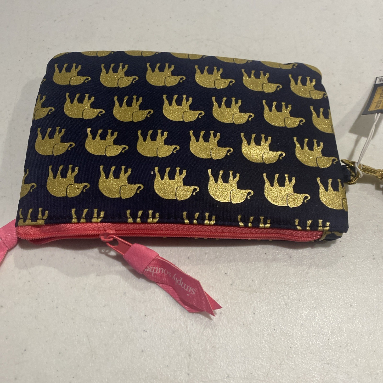 Simply Southern Blue Gold Elephants Cell Phone Wristlet Wallet 7×5 Inches