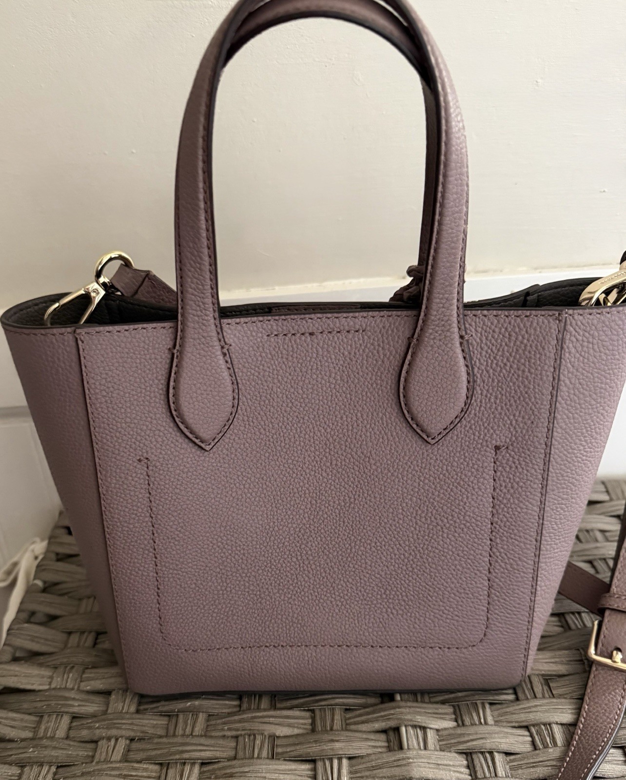 Cole Haan Purple Medium Satchel Snap Closure Tassel Detachable Strap Pockets