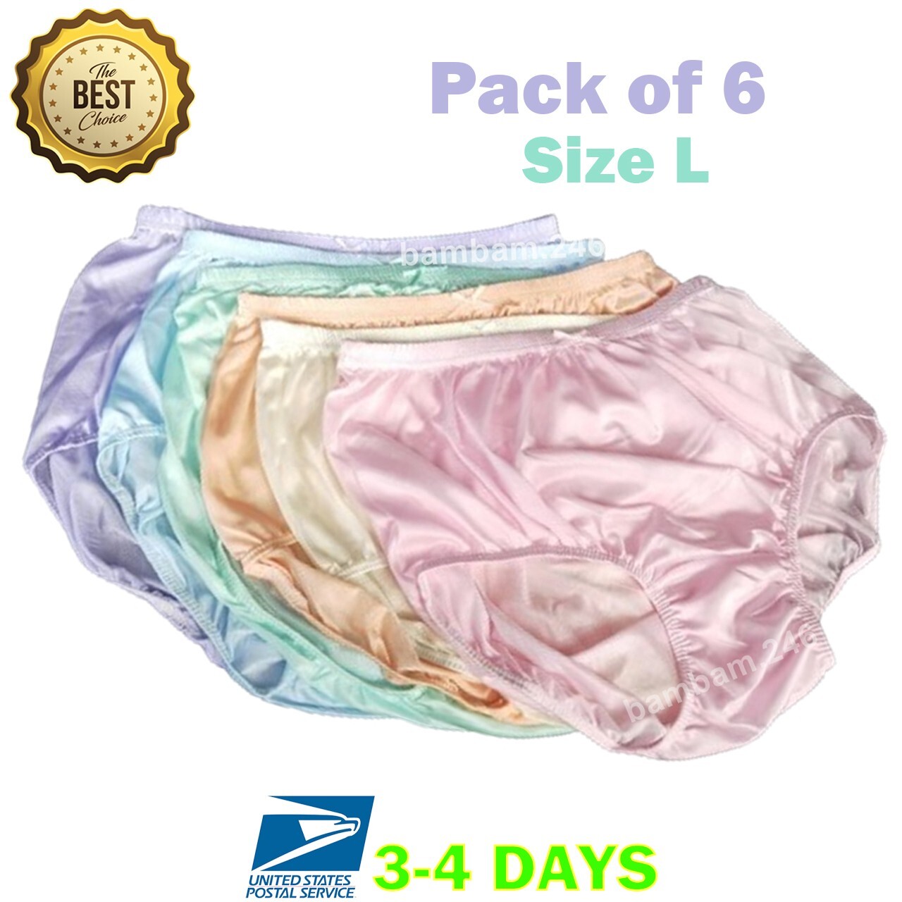 x6 Silky Soft Nylon Underwear Plus Size L High Waist Panties Briefs Classic Brea