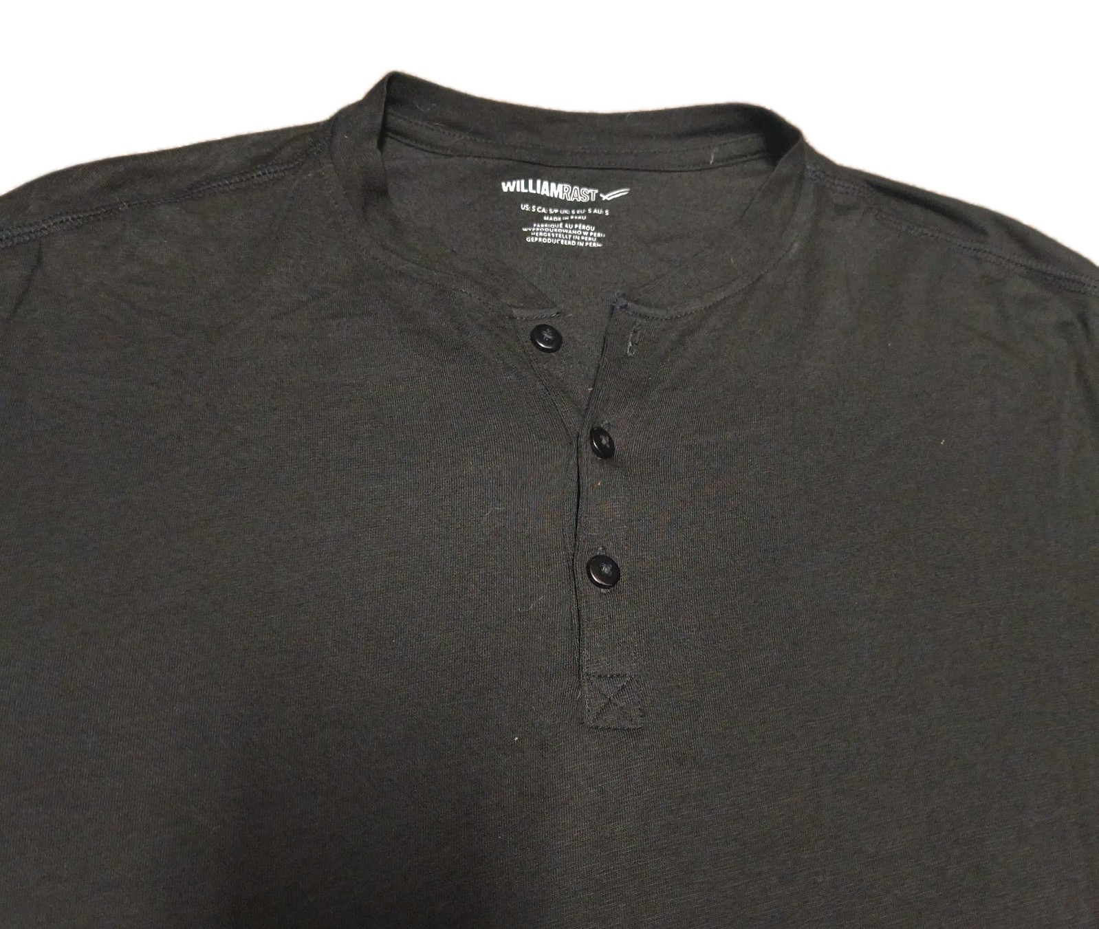 William Rast Mens Polo Black Short Sleeve Knit Button Down Size Small S