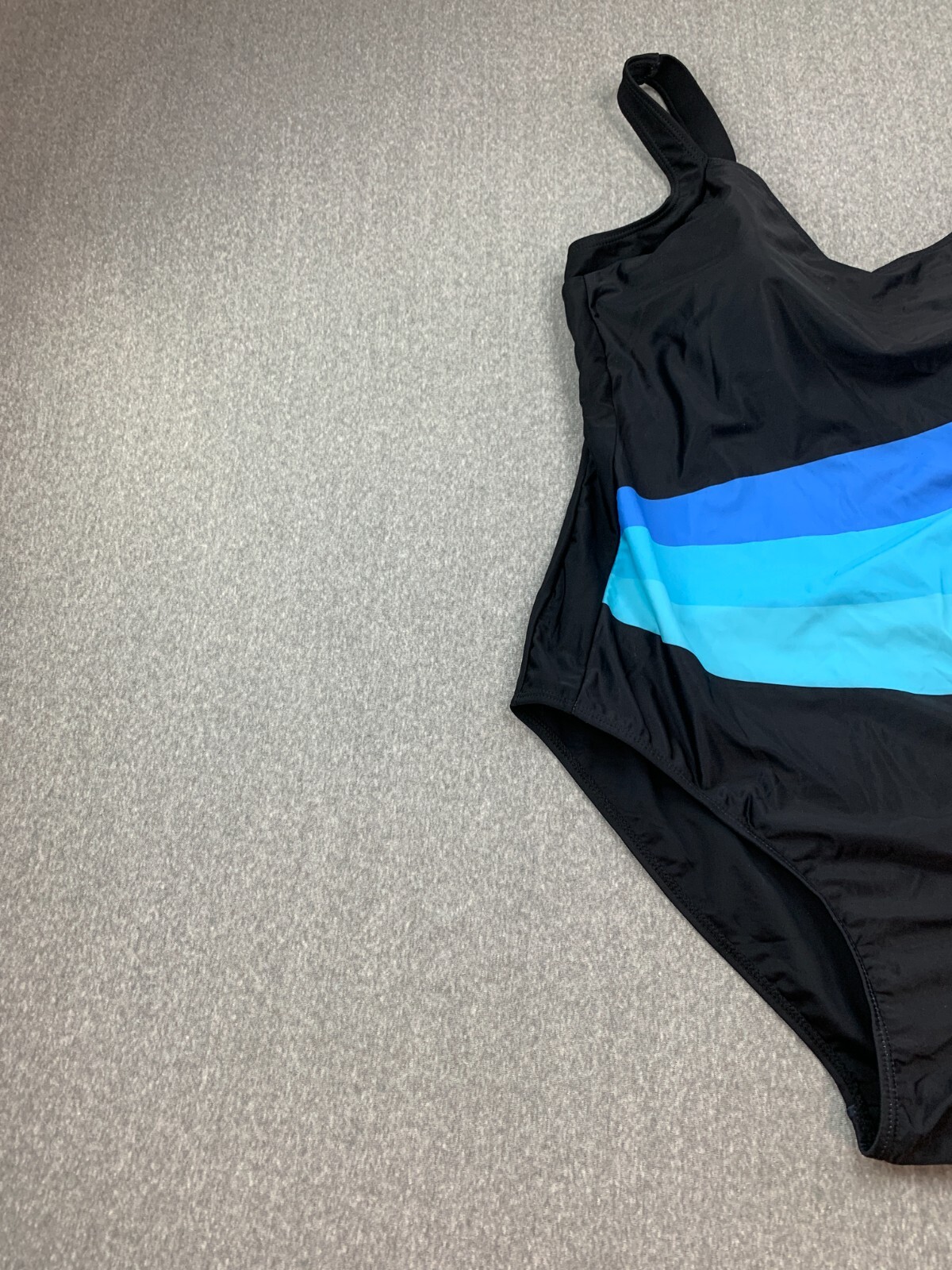 Black Blue Ombre 1 pc Swimsuit Womens 2XL Wide Strap Adjustable Silky High Back