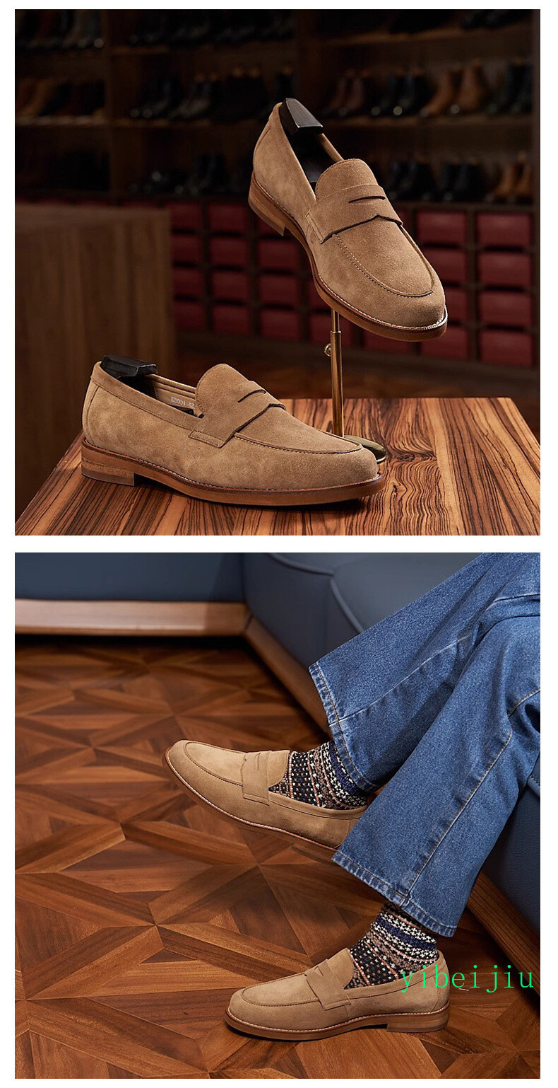 Vintage Men’s Real Suede Leather Slip On Loafers Dress Shoes Handmade Retro 2026