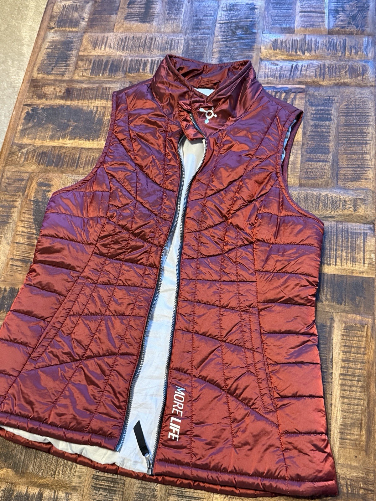 Orange Theory Women’s Medium Maroon Vest Full Zip Sleeveless W Pockets Polyester