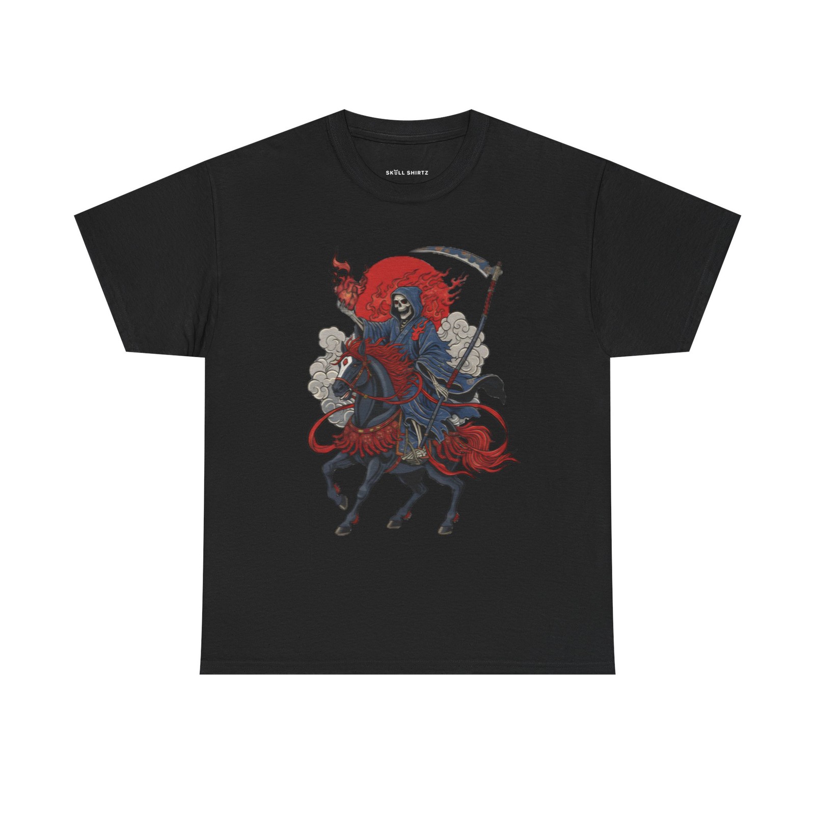 Japanese Traditional Grim Reaper Death Rider I Tattoo Design Skull T Shirt