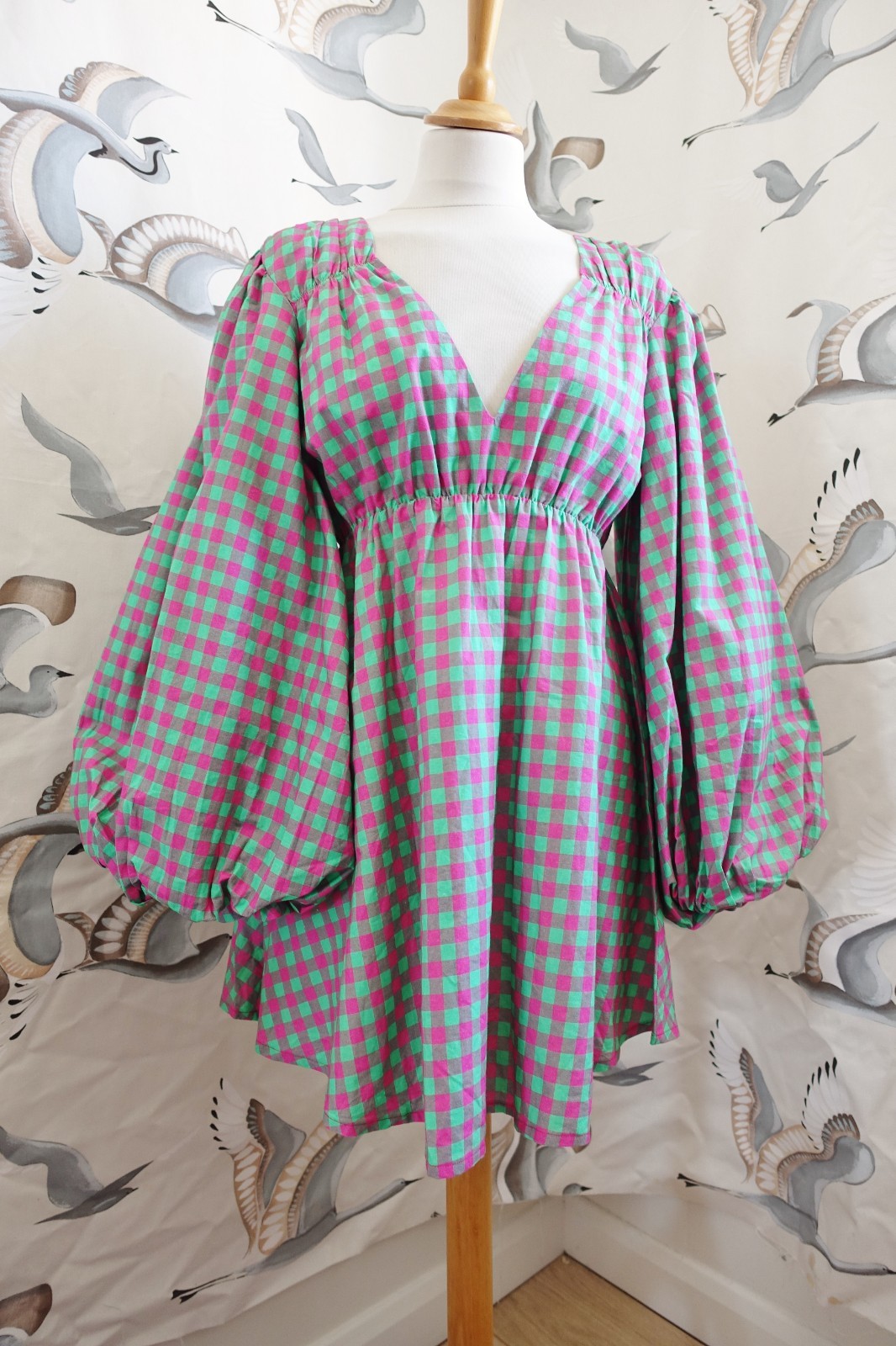 BNWT MUSE Green & Pink neon check Cotton dress size 10