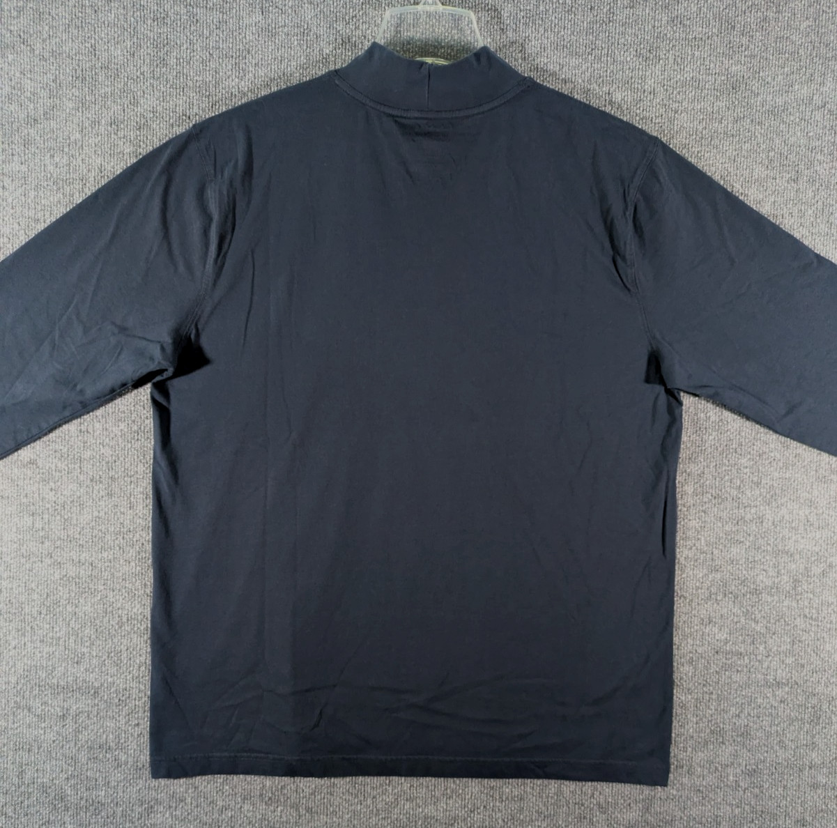 LL Bean Mock Neck Shirt Mens Large Navy Long Sleeve Tee 100% Cotton 508112
