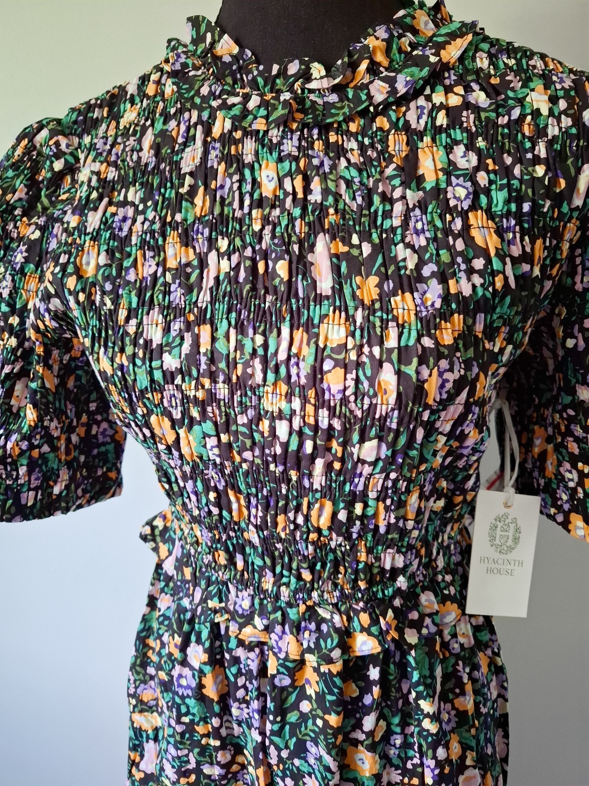 NWT Hyacinth House Small Samantha Floral Dress with Smocked Bodice Puff Sleeve