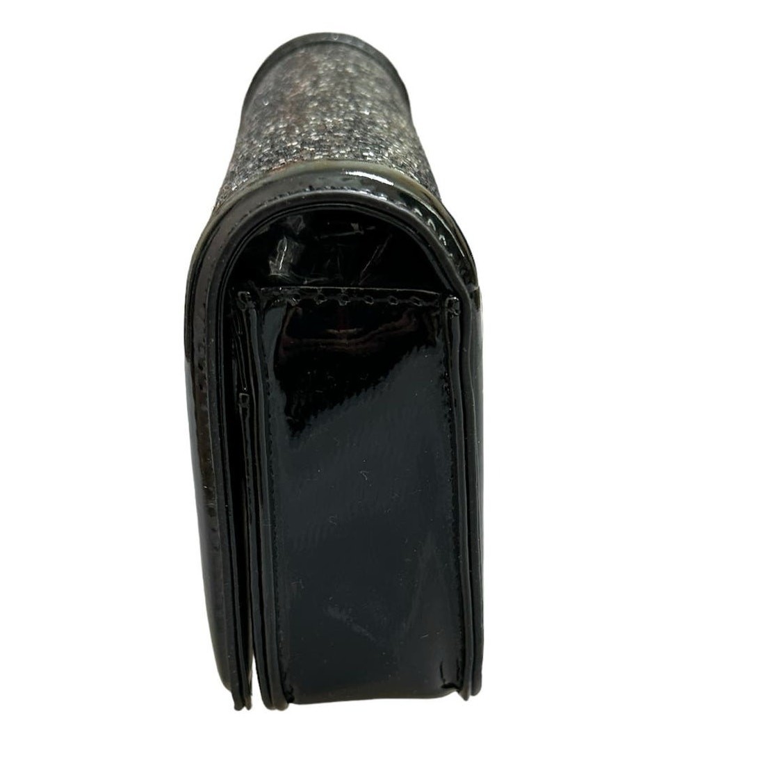 Badgley Mischka black silver glitter small crossbody clutch