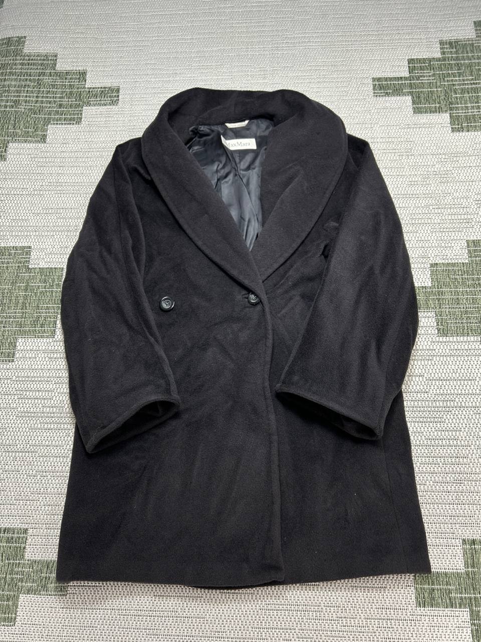 Max Mara Overcoat Womens 6 Black Wool Jacket