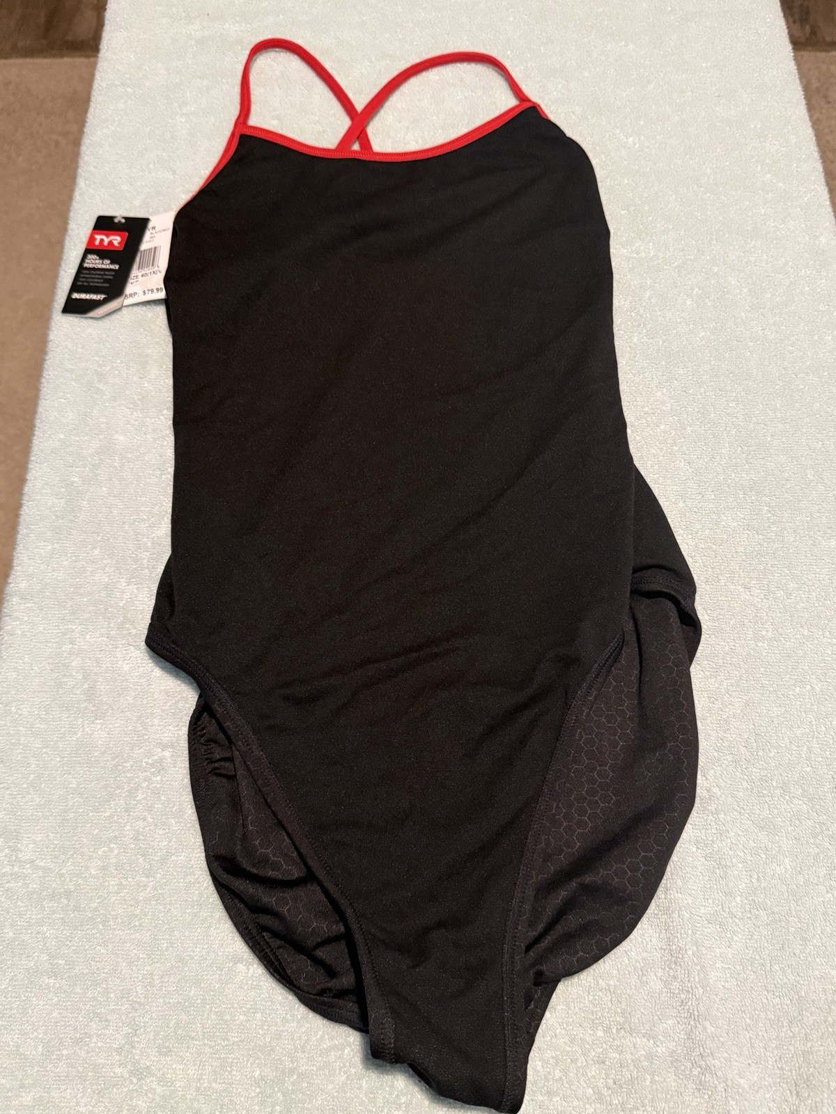 TYR Hexa Diamondfit One Piece Swimsuit Black Red Womens 40 NWT Free Shipping