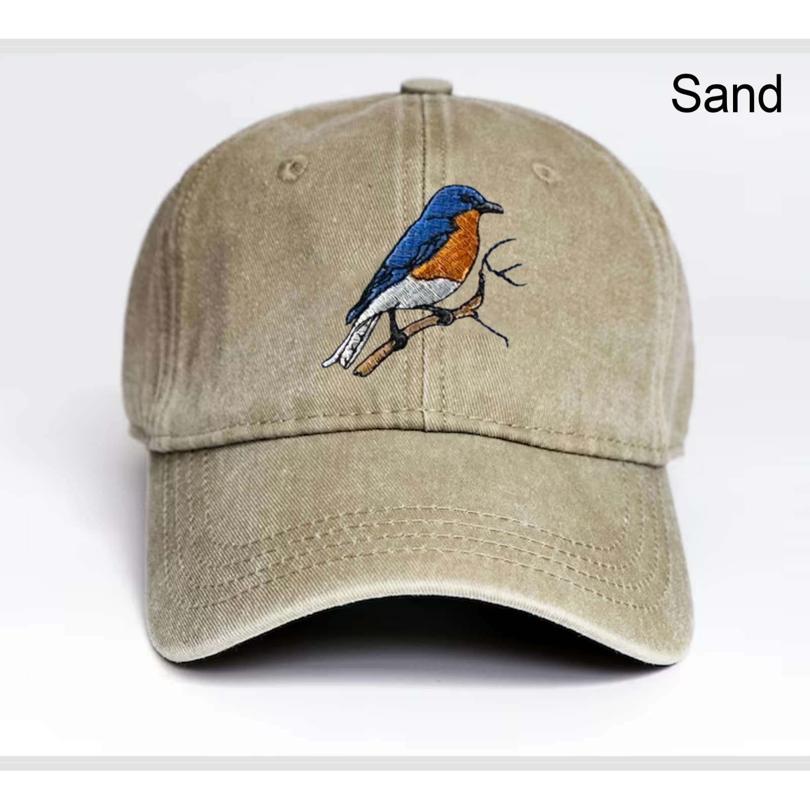 BlueBird Embroidered Baseball Hat, Low Profile Dad Cap, Eastern Blue Bird, Gift