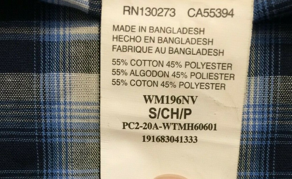 NWT Men Wrangler Easy Care SNAP Short Sleeve S/S Shirt Cotton Blend Blue Plaid S