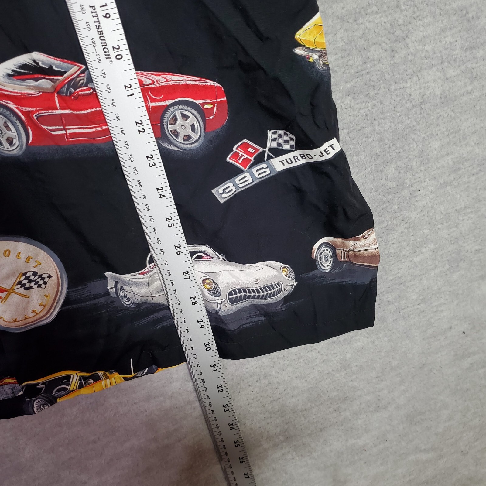 VINTAGE Paradise Found Men Button Up Shirt 2XL Black Classic Cars 90s USA READ