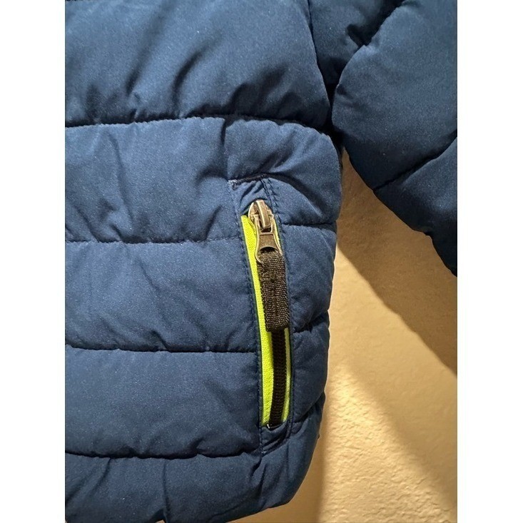 Gerry Boys 2T Blue Puffer Jacket Blue and Neon Green Winter Coat Hooded Kids