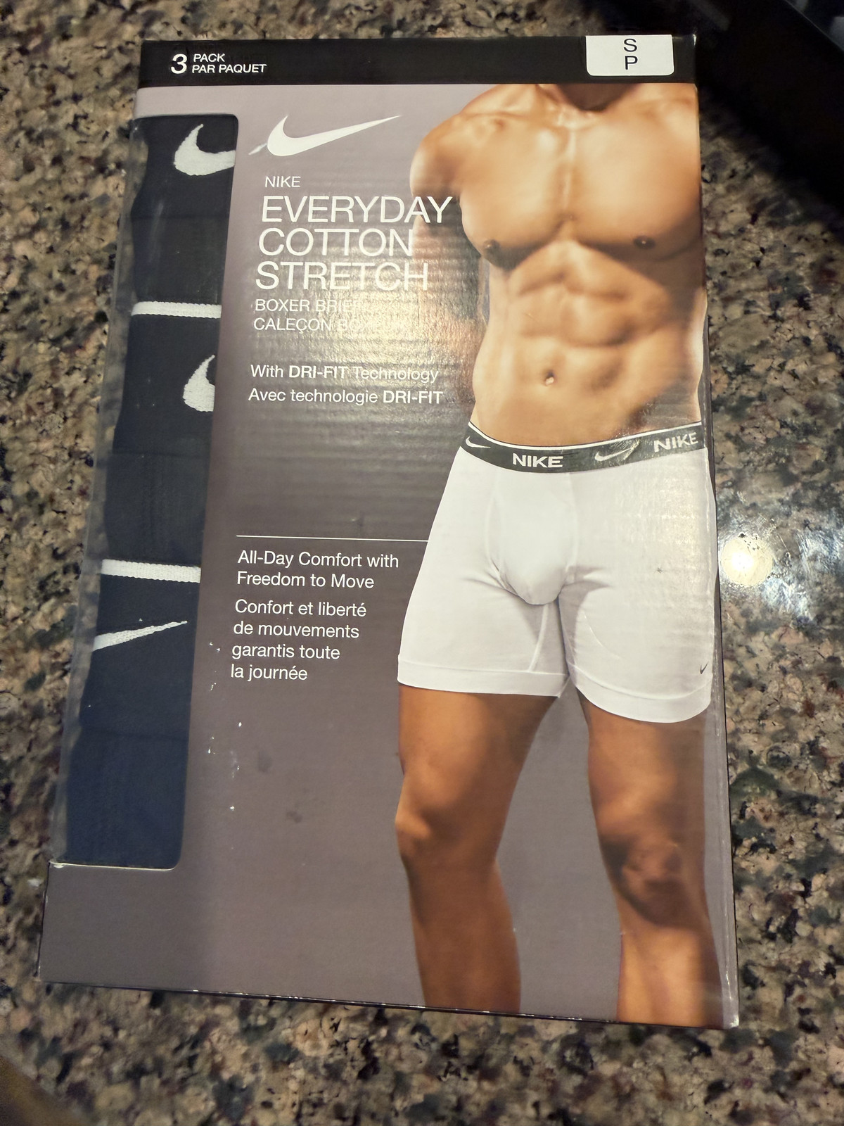 NEW Nike Everyday Cotton Stretch Dri-Fit Boxer Briefs 3 PACK Black & NAVY •Men’s