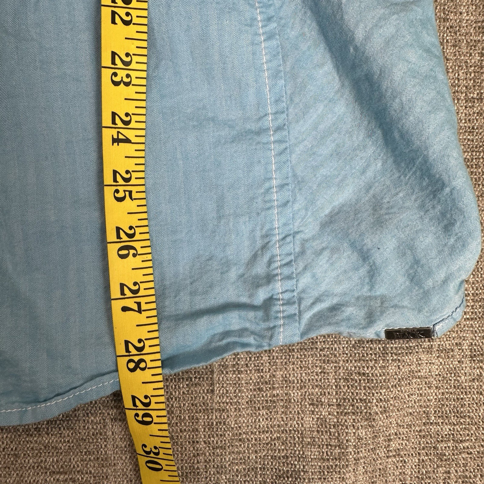 BUCKLE Black Mens XLS tandard Fit Long Sleeve Light Blue Shirt Gray Turn Cuff