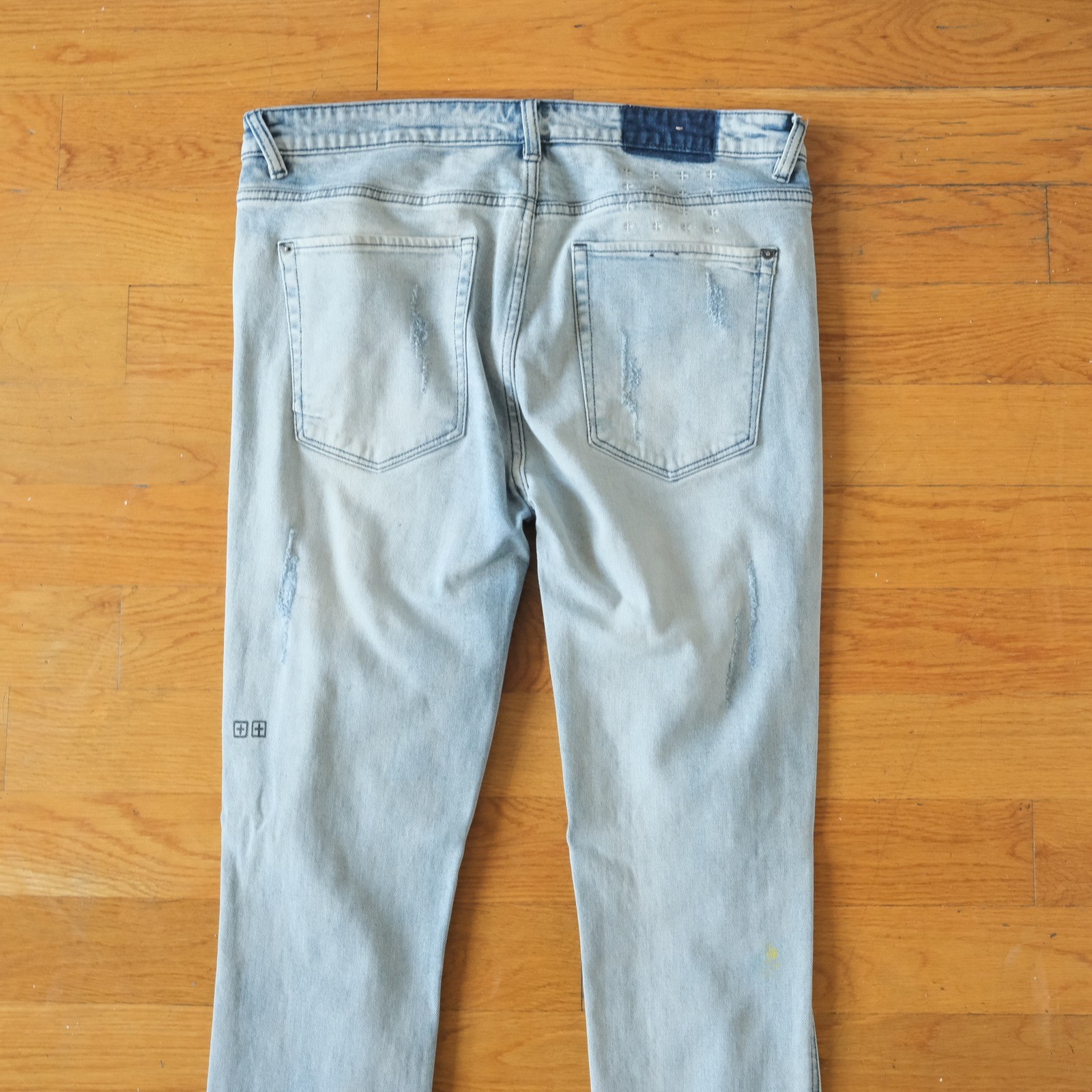 Ksubi Van Winkle Jeans Mens Light Blue Distressed Trashed Dreams 36 Slim