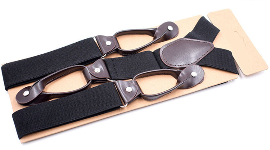 1 PC Black/Beige/Navy Blue/Wine Red Color Button Holes Link Men’s Suspenders New