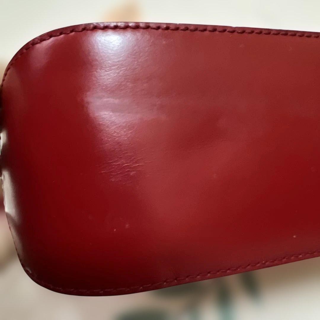 Salvatore Ferragamo Gancini Shoulder Bag Beige Red Leather 9.3in x 5.5in x 2.8in