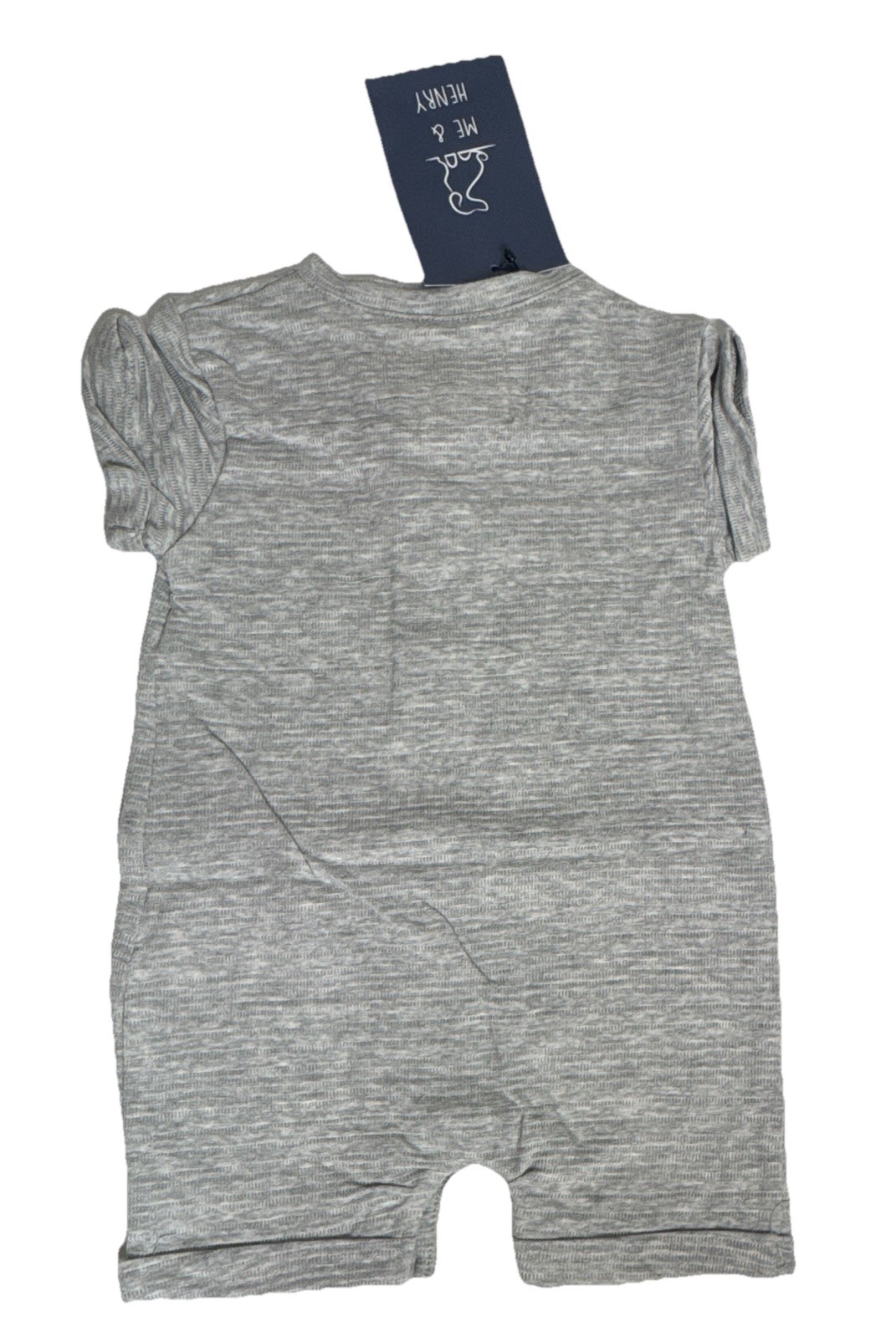 Me & Henry Gray Solid Knit Cotton Romper One-Piece, Short Sleeve 9-12 Months