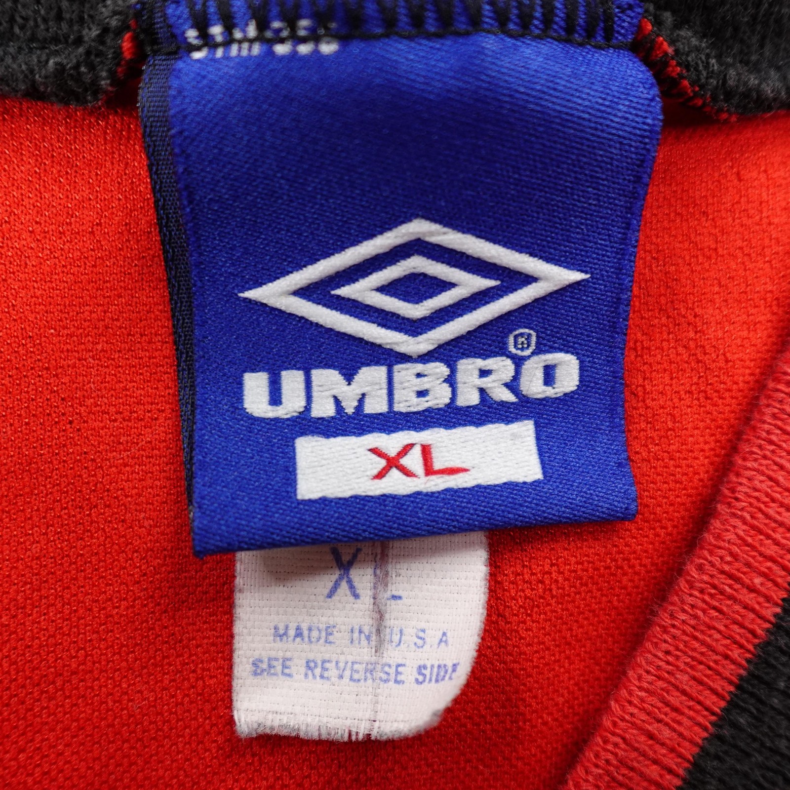 Vintage Umbro Shirt Mens XL Red Zig Zag Soccer Jersey Satin Silky 90s USA #14