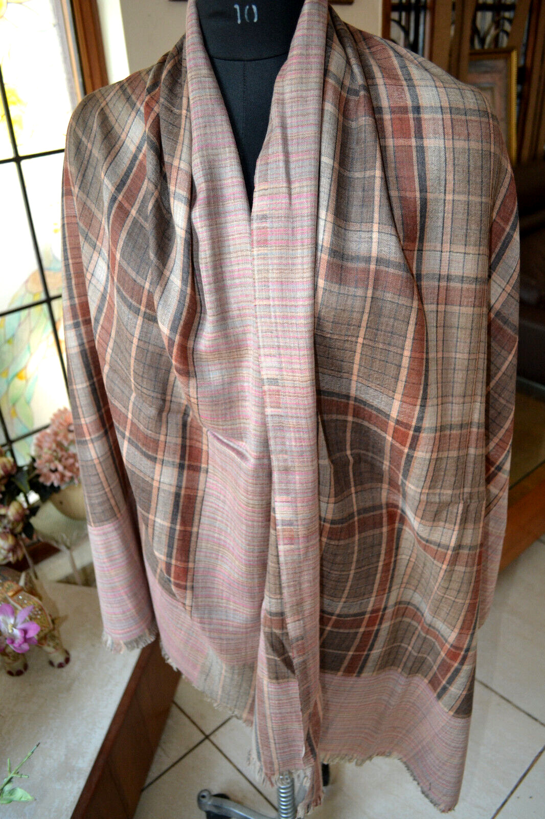 REVERSIBLE DESIGNER PLAID STRIPED PASHMINA STOLE~100% CASHMERE~3 DESIGNS CHOICE