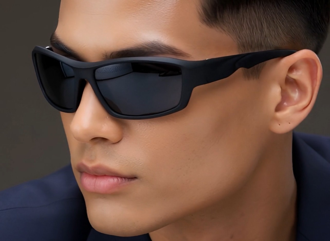 Driving Sunglasses Blue Mirror Lens Black Frame Classic Shades Confortable Sport