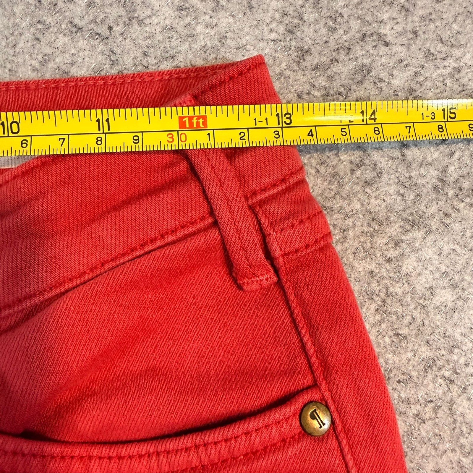 Pilcro Script Red Cropped Straight Leg Jeans Size 25 Raw Hem Anthropologie
