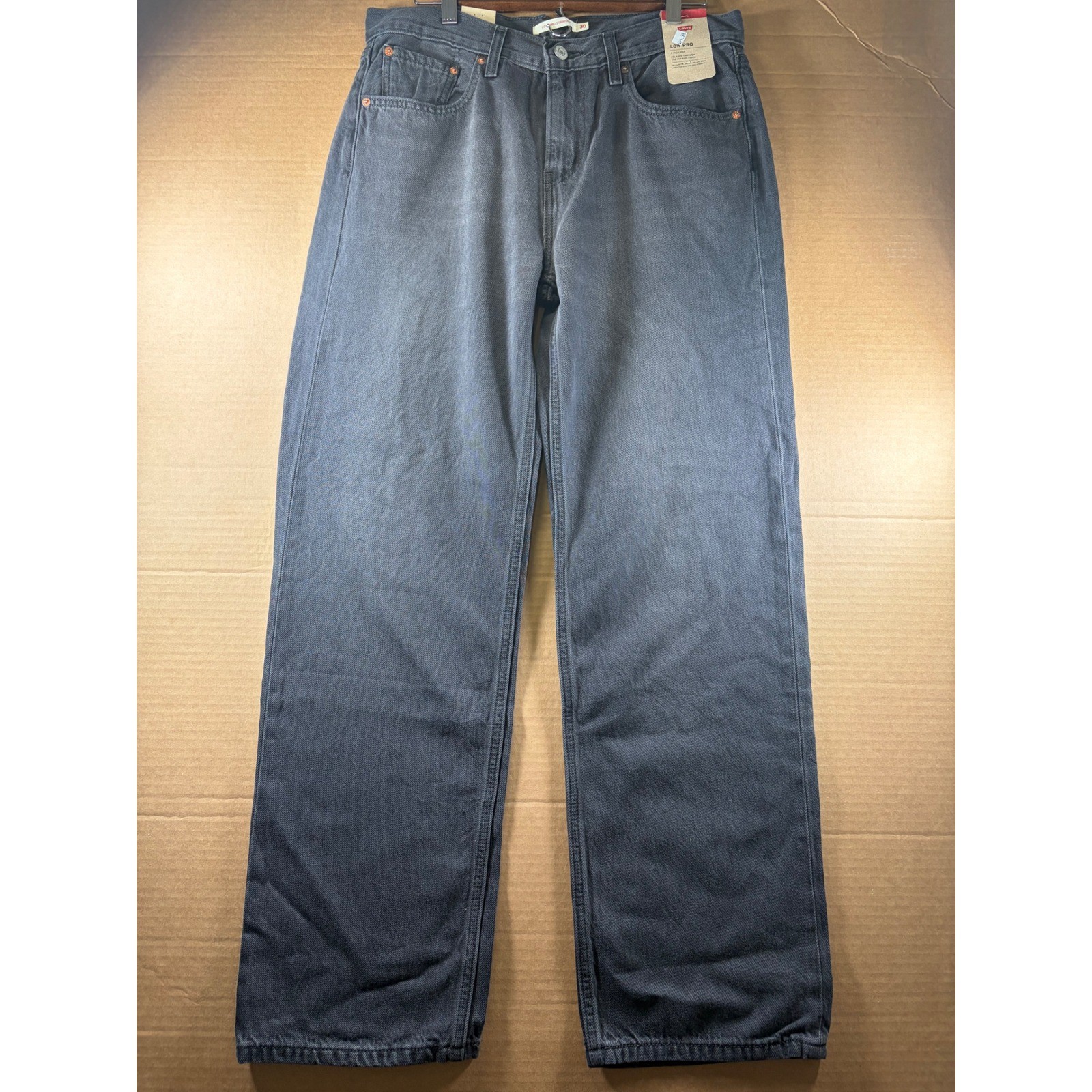 Levi’s Low Pro Straight Jeans Womens Size 30 Black High Rise Relaxed Cotton NWT