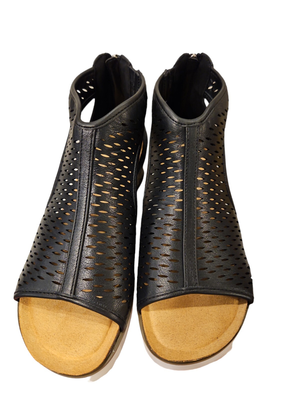 Corkys Wedge Sandal Womens 8 Sugar Momma Black 41-0287-BLCK Ankle Strap New
