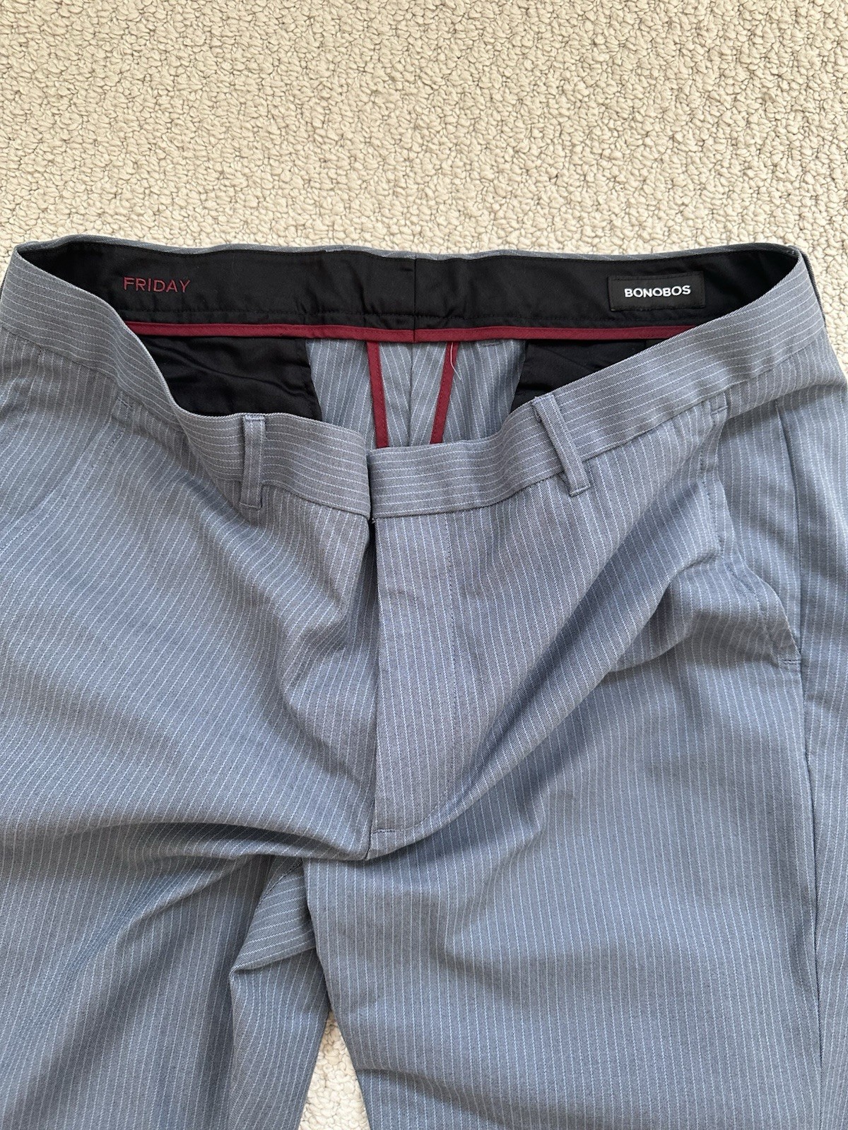 Bonobos Tailored Fit Striped Blue Dress Pants Weekday Warrior Men’s