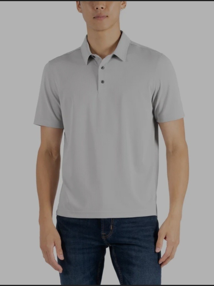 Gerry Men’s Solid Gray Short Sleeve Polo Moisture Wicking Stretch Classic Fit M