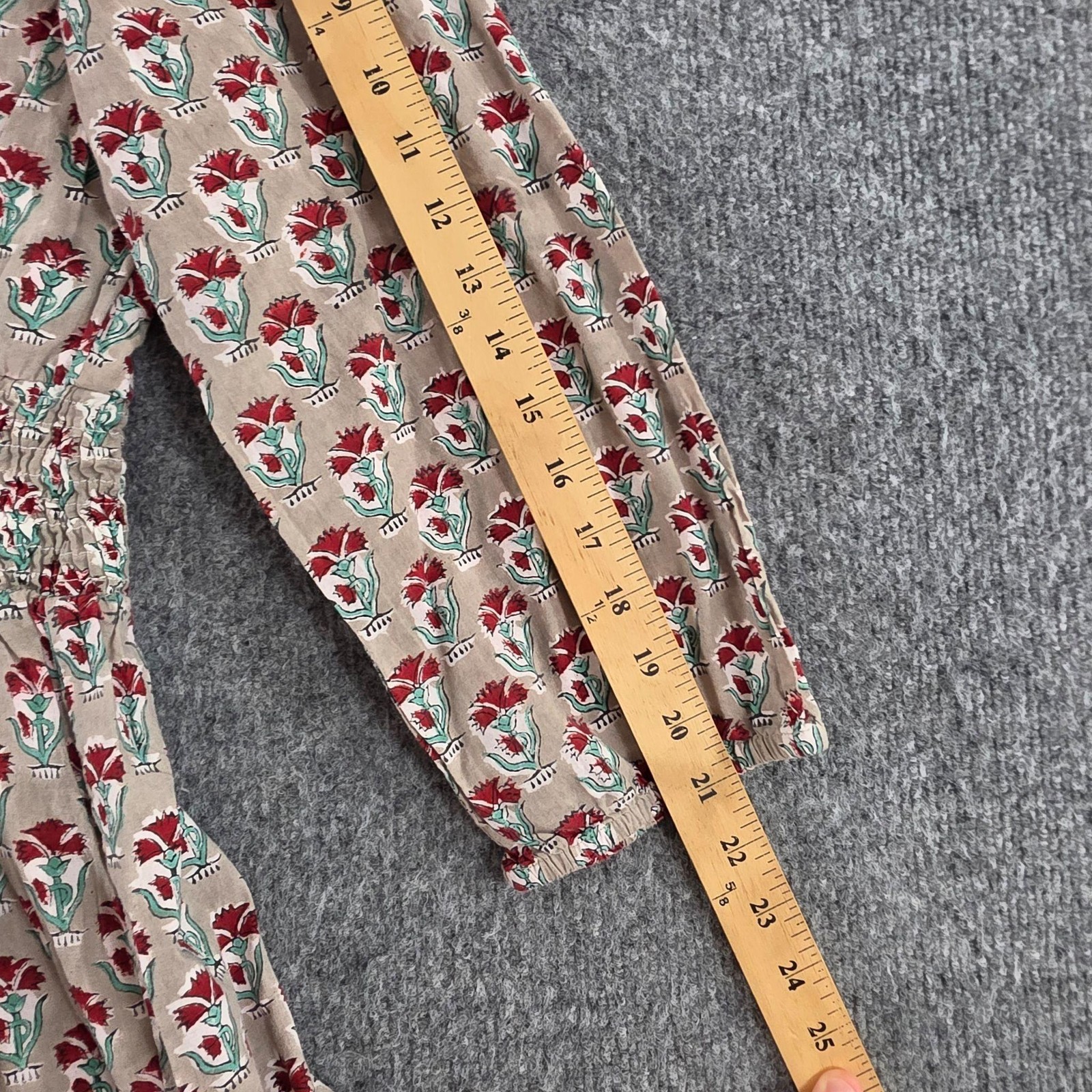 Madison Mathews Dress Large Floral Smocked Mini Ruffle Boho Prairie Cottagecore