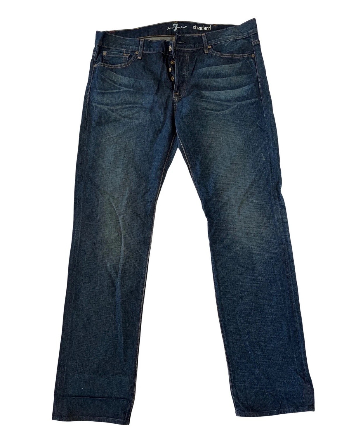7 For All Mankind Standard Straight Leg Jeans Mens 38 Dark Wash Button Fly USA