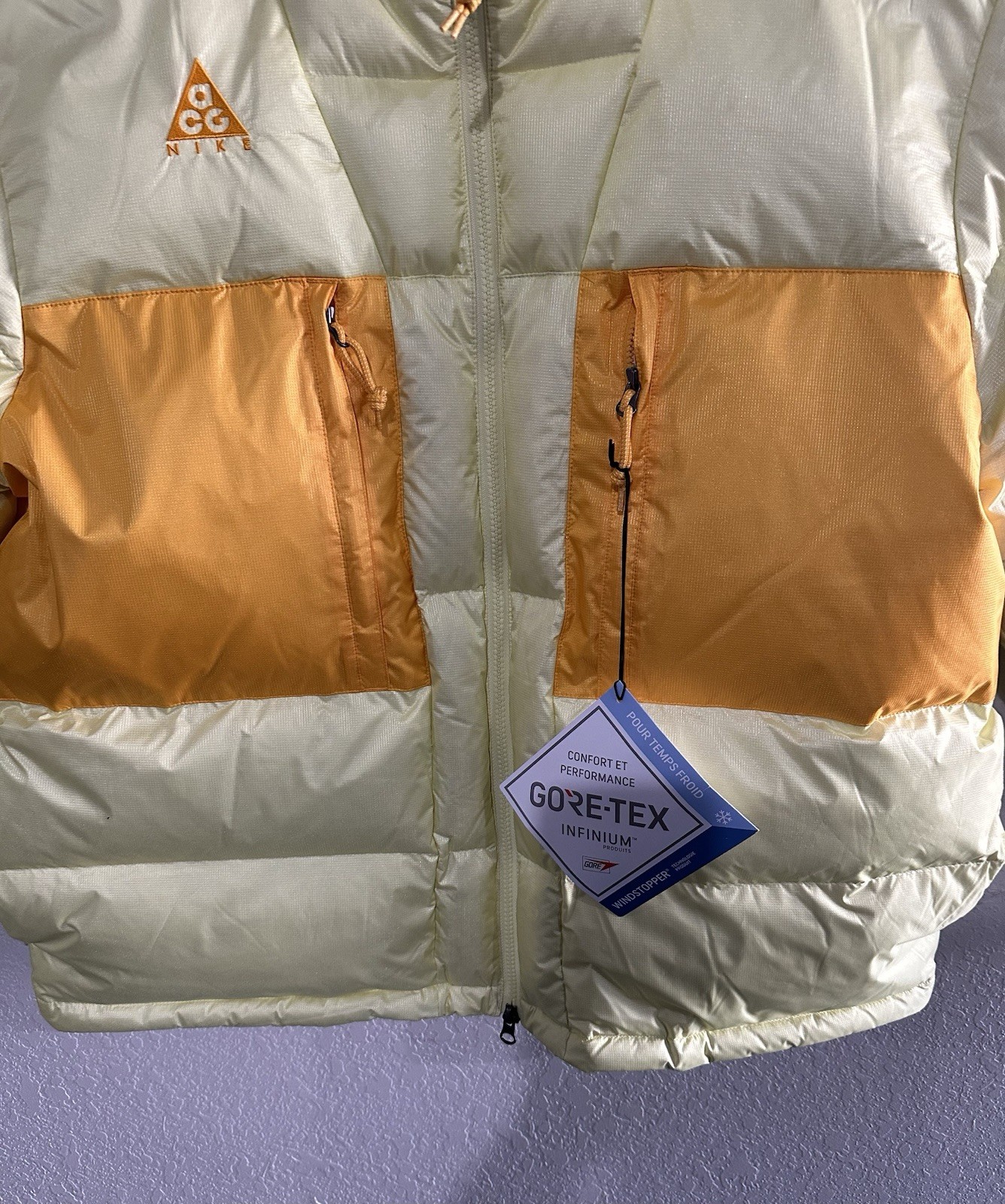 New Nike ACG Down Fill Jacket Puffer GORE TEX Yellow CD7660-335 Men’s Large