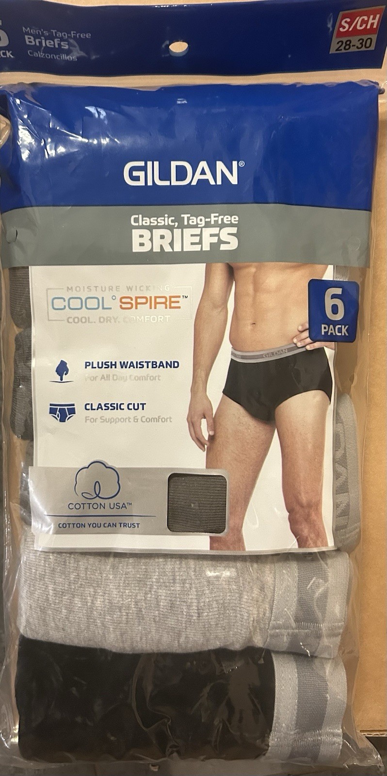 Gildan Adult Men’s Premium Cotton Briefs, 6-Pack, Size Small 28-30