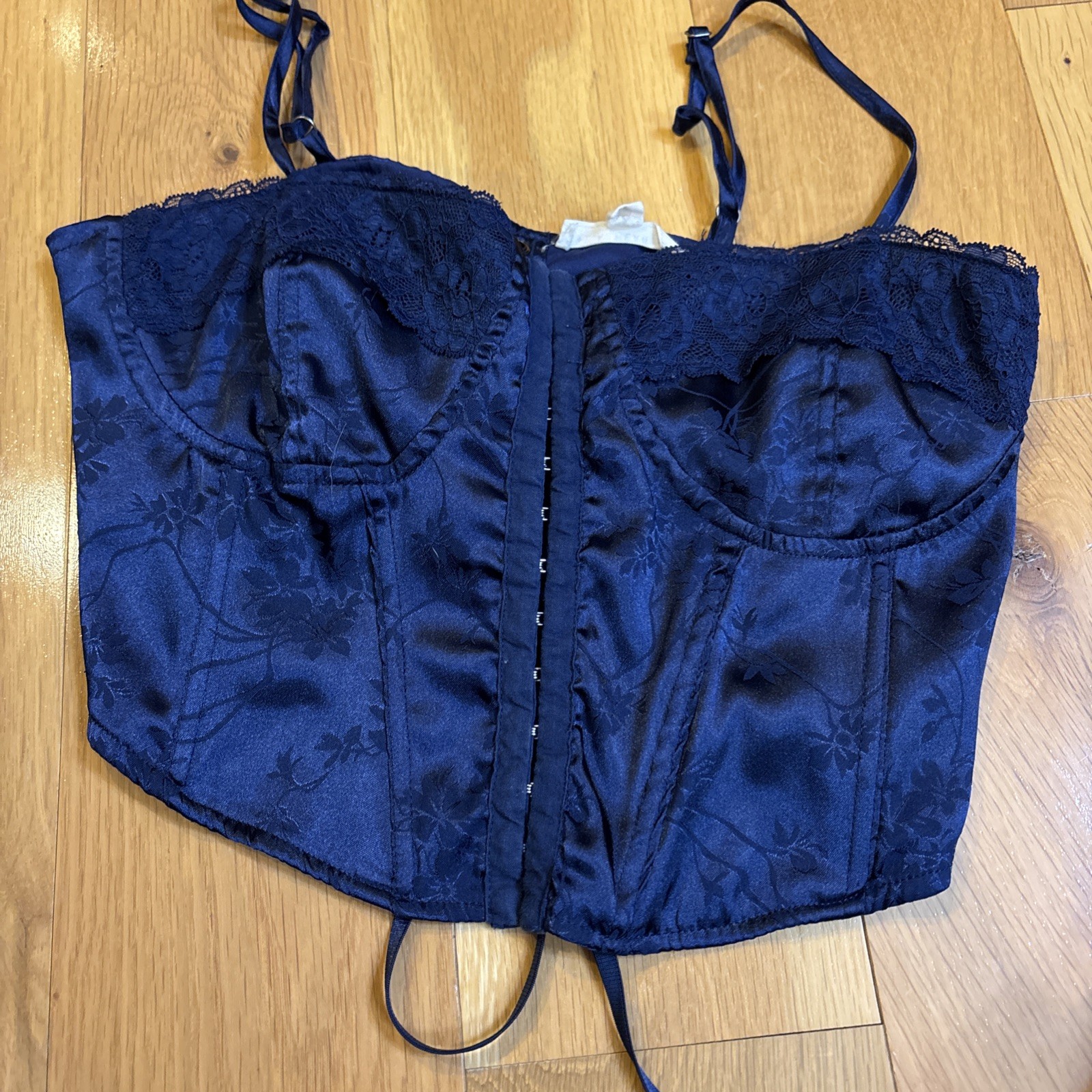 LA Hearts Stain Lace Corset Blue Size Medium