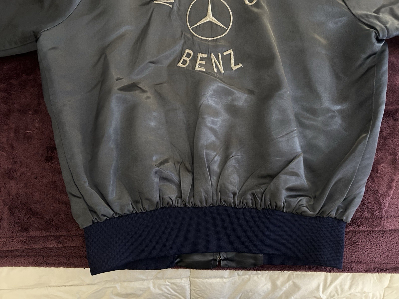 VTG 70s 80s Mercedes Benz Satin Bomber/Racing Jacket-Read-L(Fit M/L)Embroidered