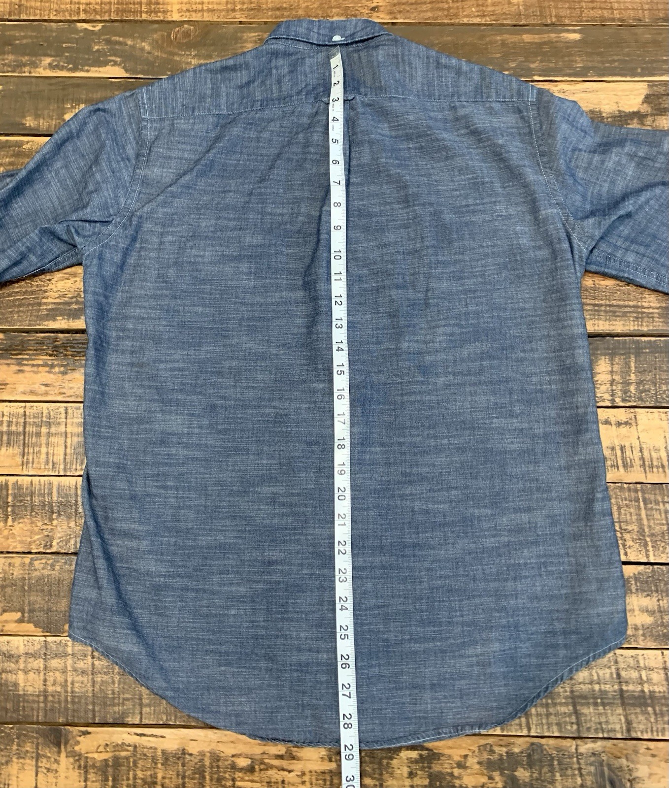EUC Gustin Chambray Button Down Shirt Mens L USA Made Long Sleeve 100% Cotton