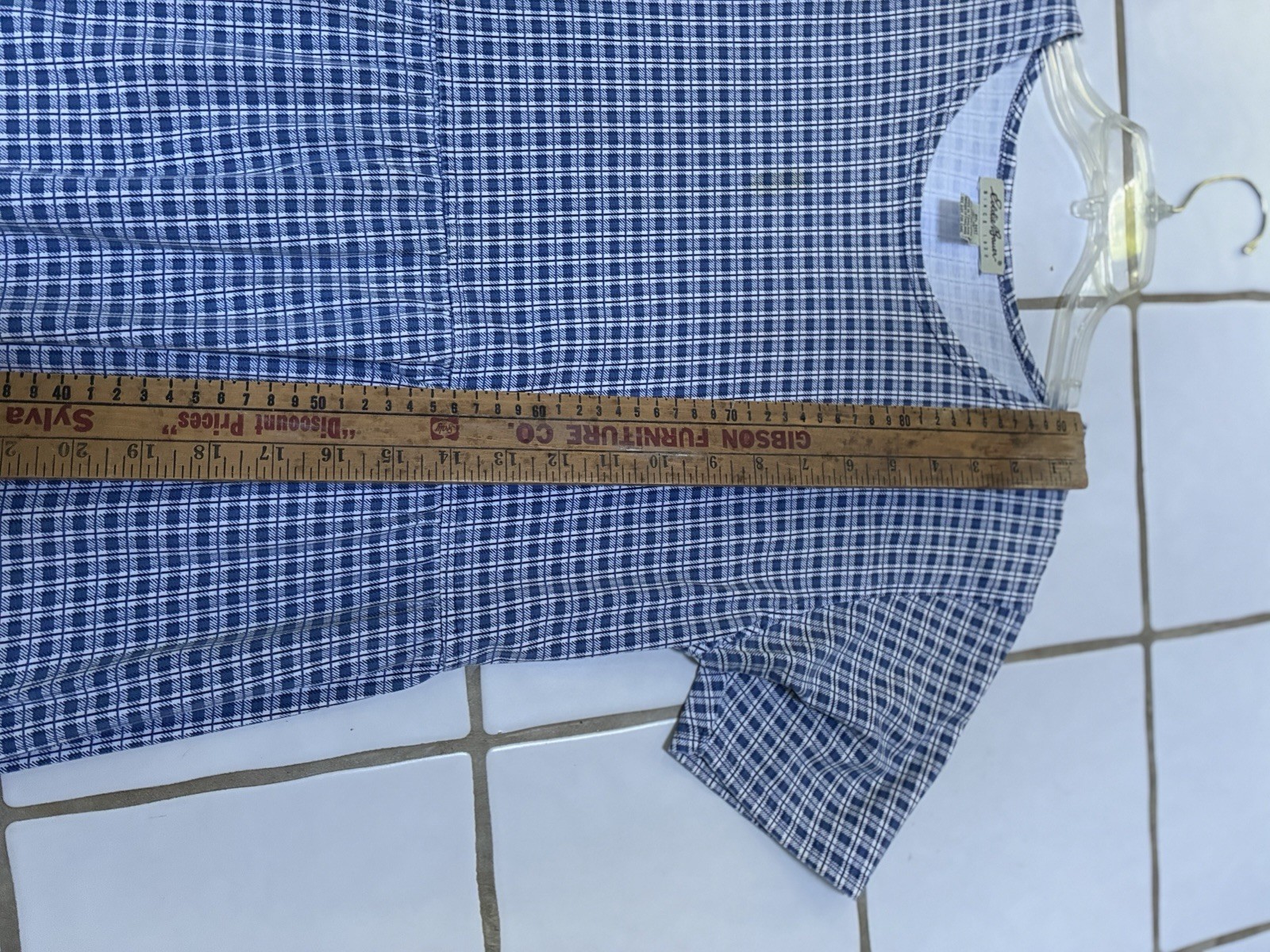 Vintage Eddie Bauer Blue Gingham Plaid Cotton Maxi Dress Pockets M Petite