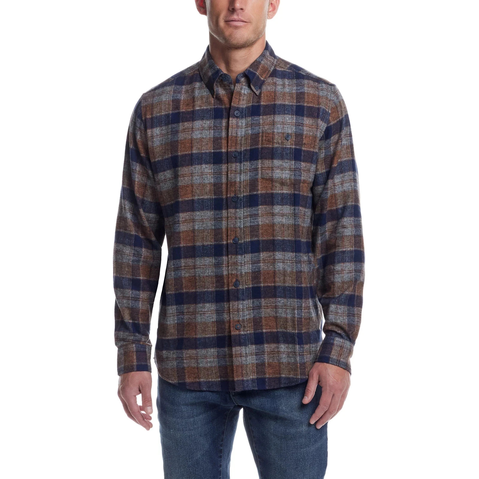 Weatherproof Vintage Men’s Flannel Shirt, Multi (Brown), Size S