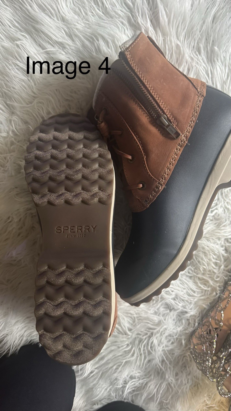 Sperry Saltwater Waterproof Wool Ankle Rain Boots Brown/Black 9M