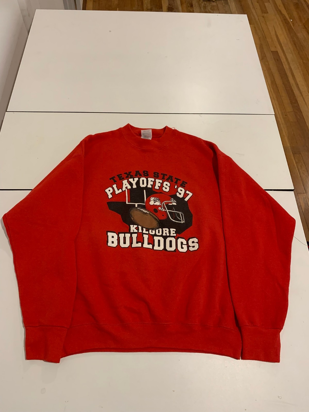 Vintage Kilgore Bulldogs Sweatshirt Large Red 1997 Texas State Playoffs Crewneck