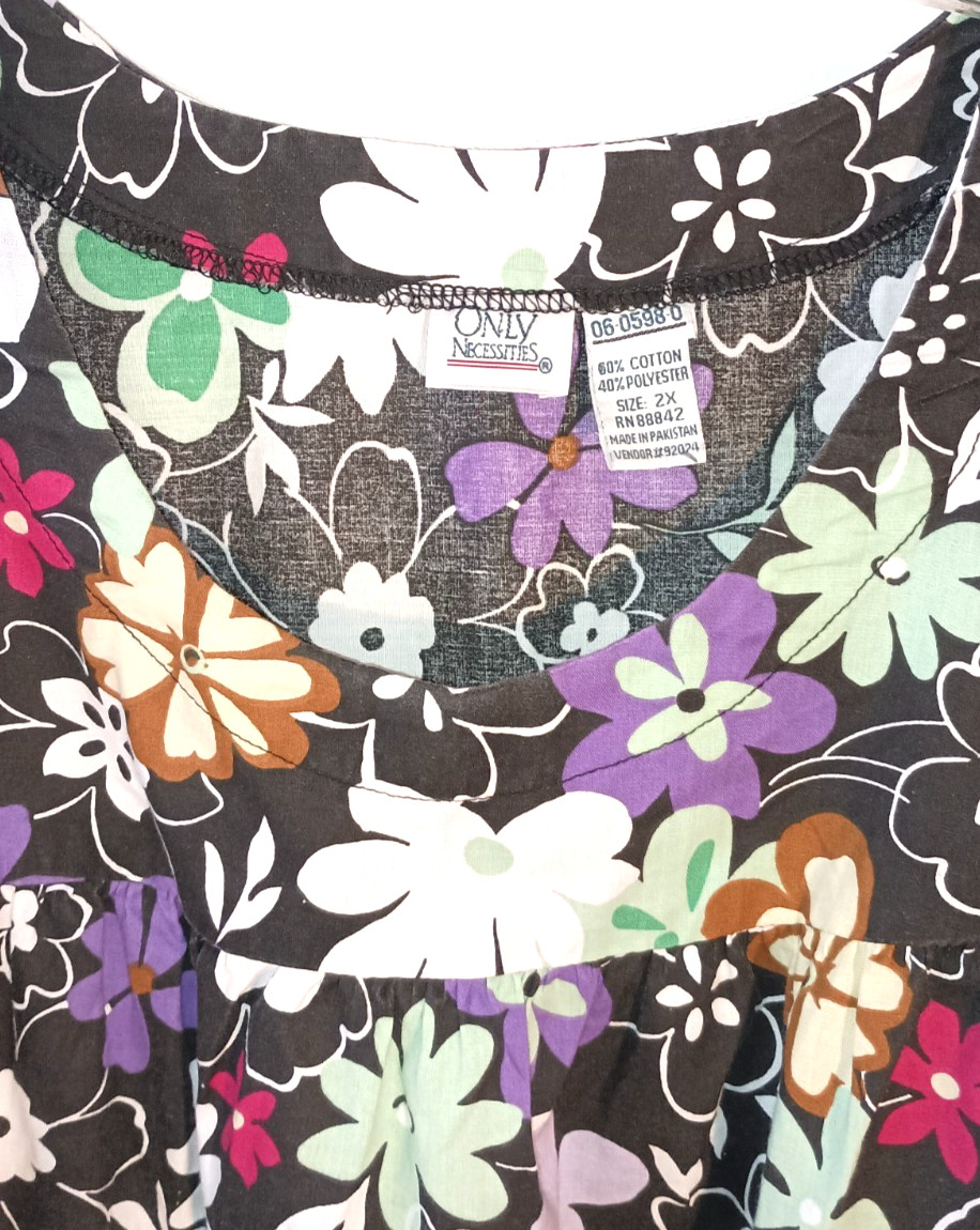 WOMEN’S ONLY NECESSITIES COLORFUL FLORAL MUUMUU LOUNGE HOUSE DRESS PLUS SIZE 2X