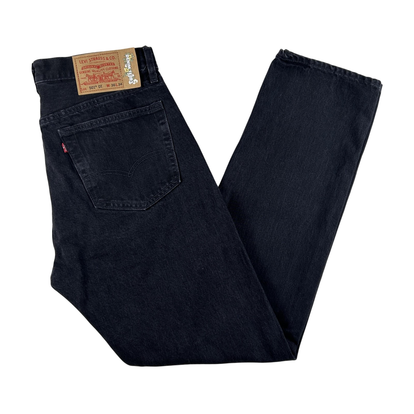 Levis 501 DT Denim Tears Jeans Mens 36×34 Charcoal Denim Straight Button Fly