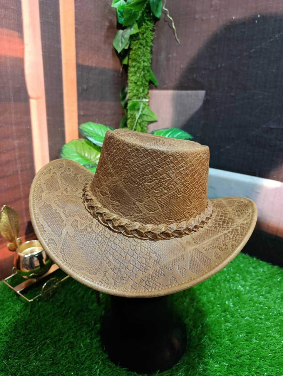 Western Style Genuine Leather Python Cowboy Hat Wide Brim for Men & Women