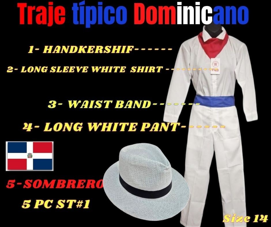 Boy’s Dominican Republic Traditional Outfit 4 or 5 Pc Set Traje Típico RD AM.