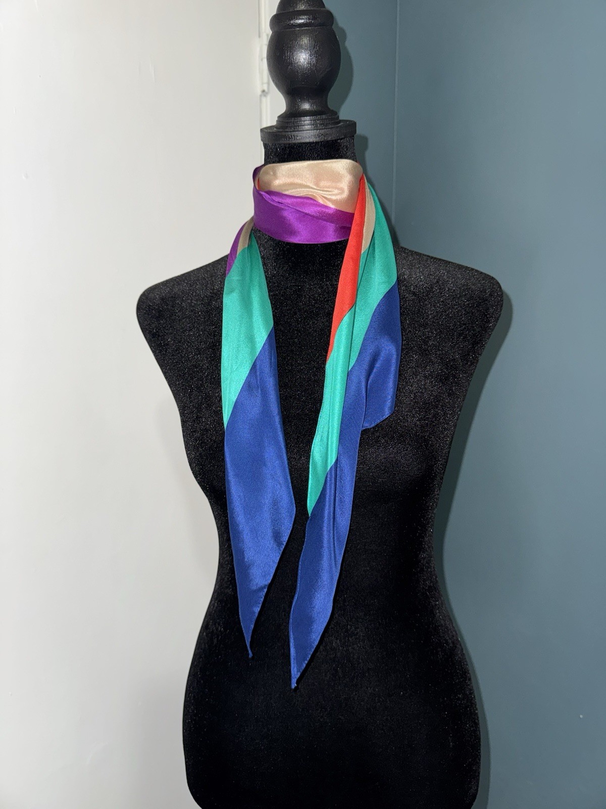Vintage Baar & Beards All Silk Scarf Striped Color Block Rectangle Long Slim